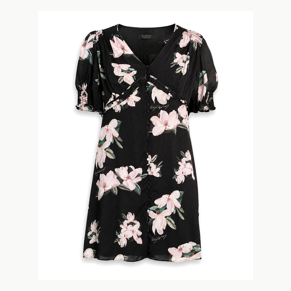 AllSaints Magnolia Floral Button Front Mini Dress US 8